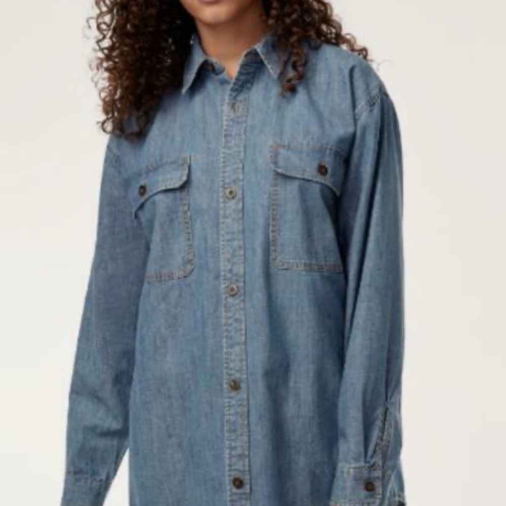 TNA ARITZIA oversized utility denim shirt sz 1 S